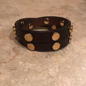 Brown leather Tory burch wrap bracelet